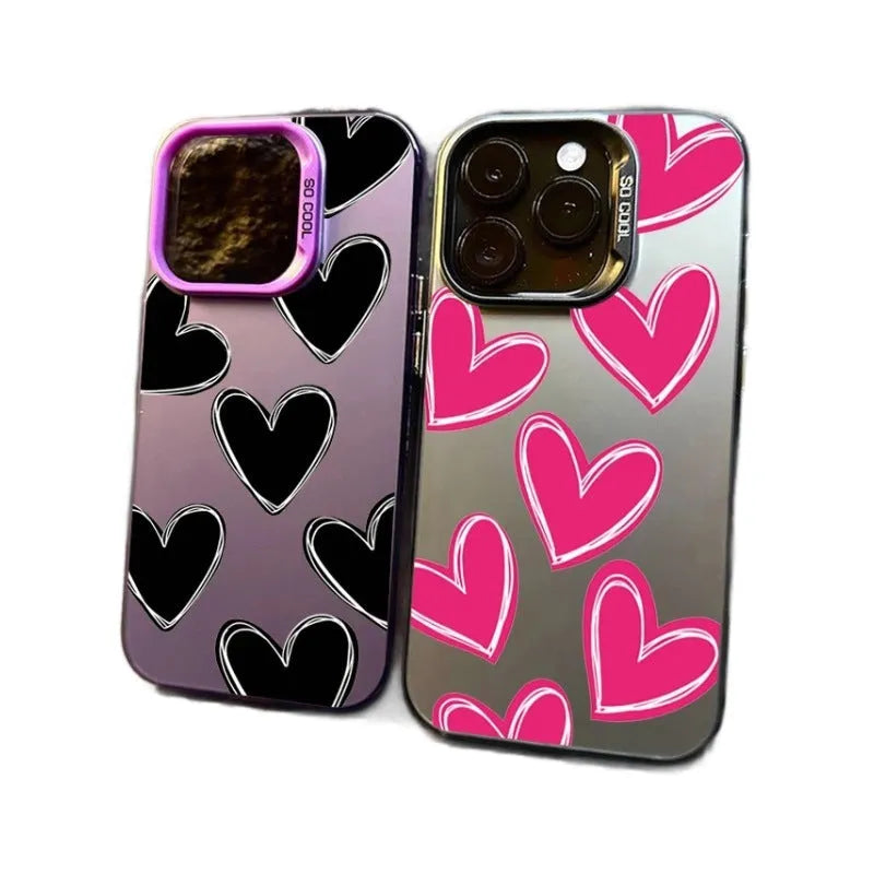 Heart mobile phone shell PC laser case for Apple iPhone in gray with heart and text design