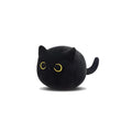 Fluffy black cat plush toy stuffed animal cushion on a sofa