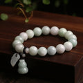Jade geometric bracelet with hanging Maitreya Buddha pendant in multiple colour options