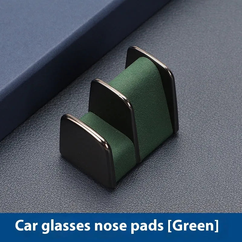 Zinc alloy and leather car dashboard sunglasses clip holder in four colours