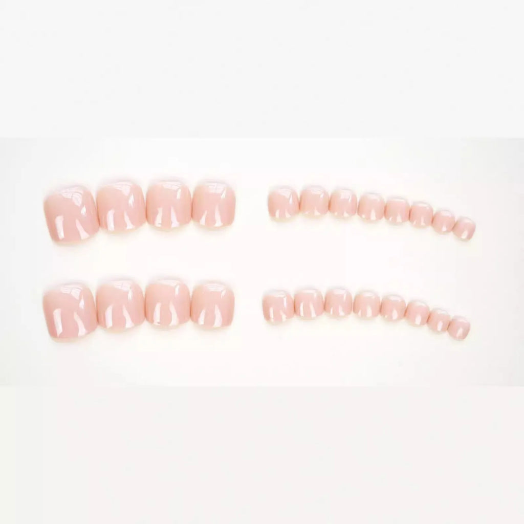 Fashion Personality toe nail stickers in skin tone colour with adhesive glue bottle.
