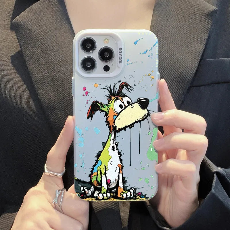 Acrylic phone case with cartoon dog design in white colour for iPhone 13 Pro Max