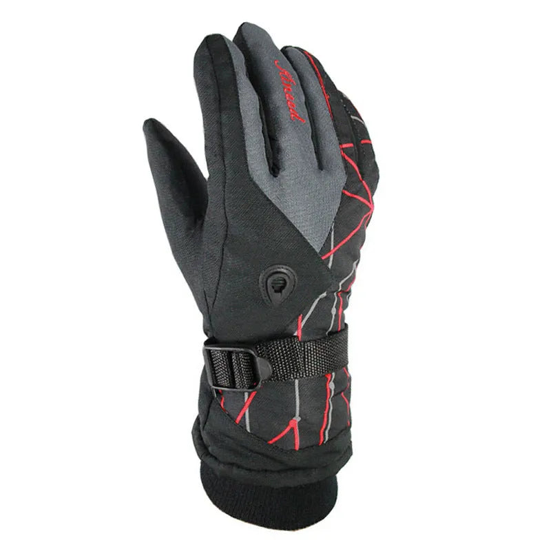 Winter ski gloves for men windproof breathable nylon in black style A