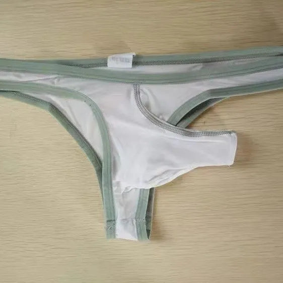 Men's Ice Silk nylon briefs in Army Green, shown with size and colour options.
