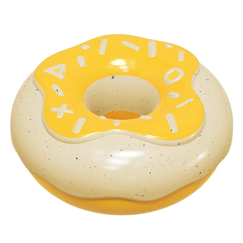 Pink donut-shaped dog chew toy with textured surface for dental cleaning