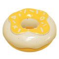 Pink donut-shaped dog chew toy with textured surface for dental cleaning