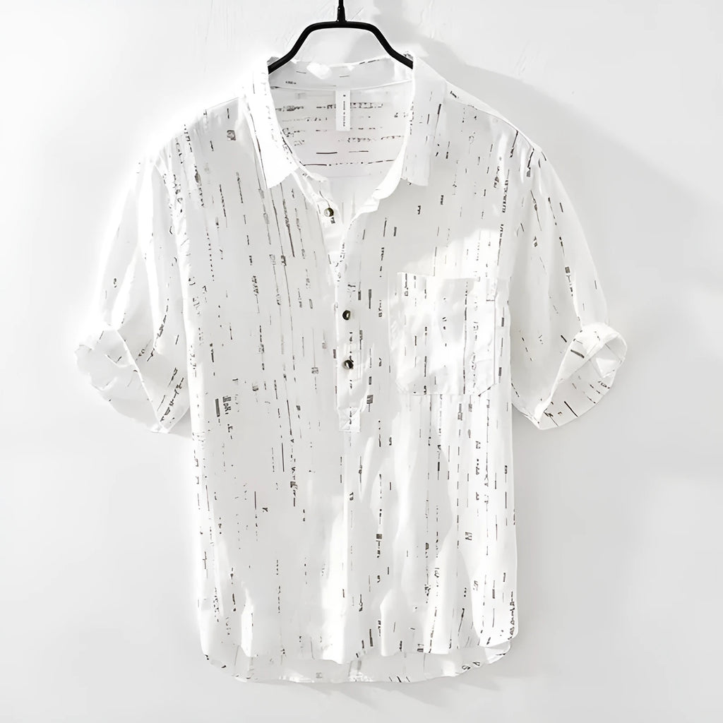 Mens black loose fit lapel polo shirt short sleeve summer casual top