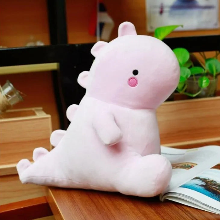 Soft down cotton dinosaur plush doll in blue colour, 30cm height, on a white background