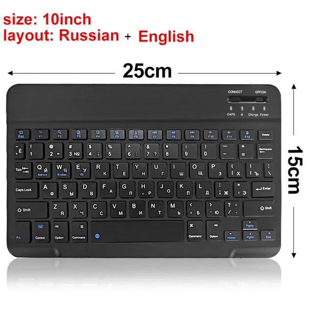 Mini Bluetooth wireless keyboard in black or white with 10-inch and 7-inch size options