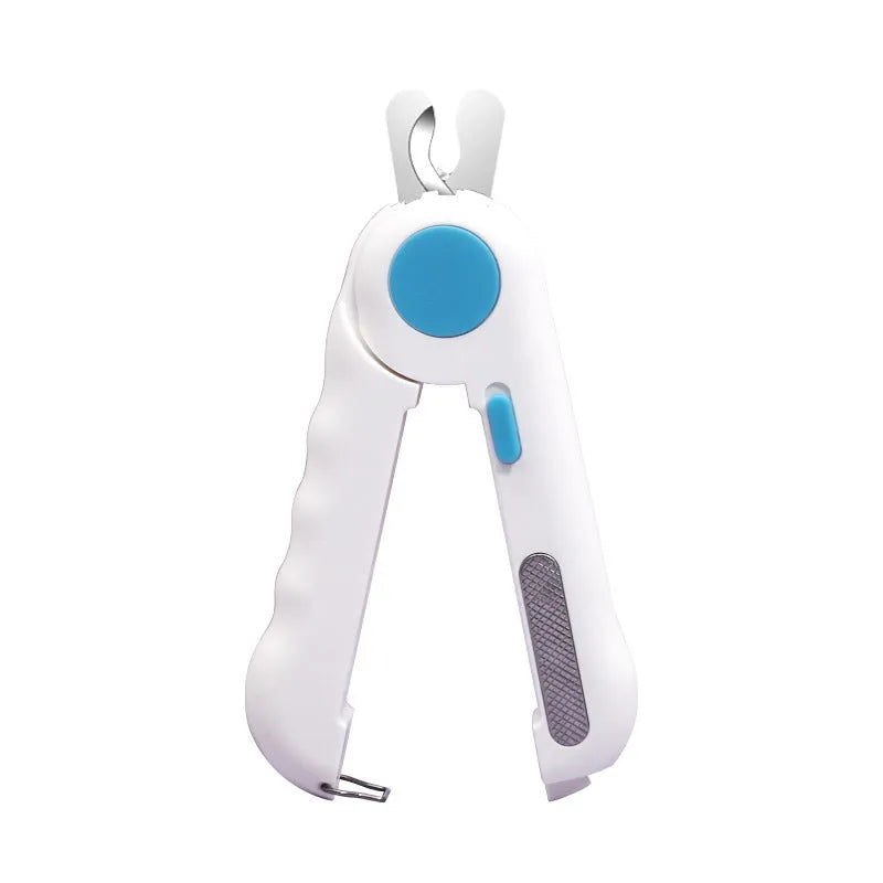 Blue LED pet nail clippers 14.5 cm with stainless steel blade for cats and dogs