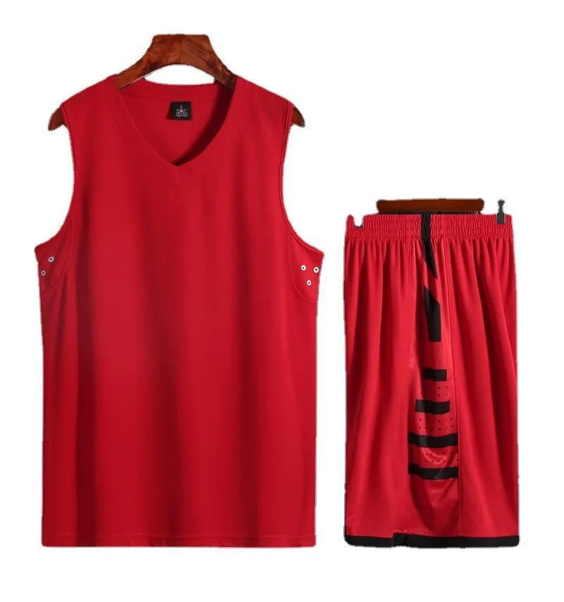 Breathable black and white sports vest and trousers set for basketball training.
