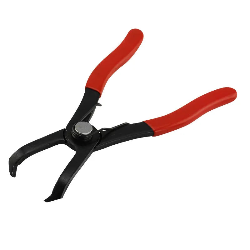 Red interior round nail removal pliers with PVC handles for door panel fastener extraction