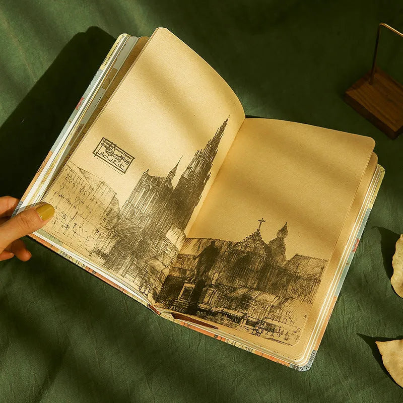 Creative kraft paper illustration mood notebook A5 21x14cm Carving Time European retro design with 96 sheets