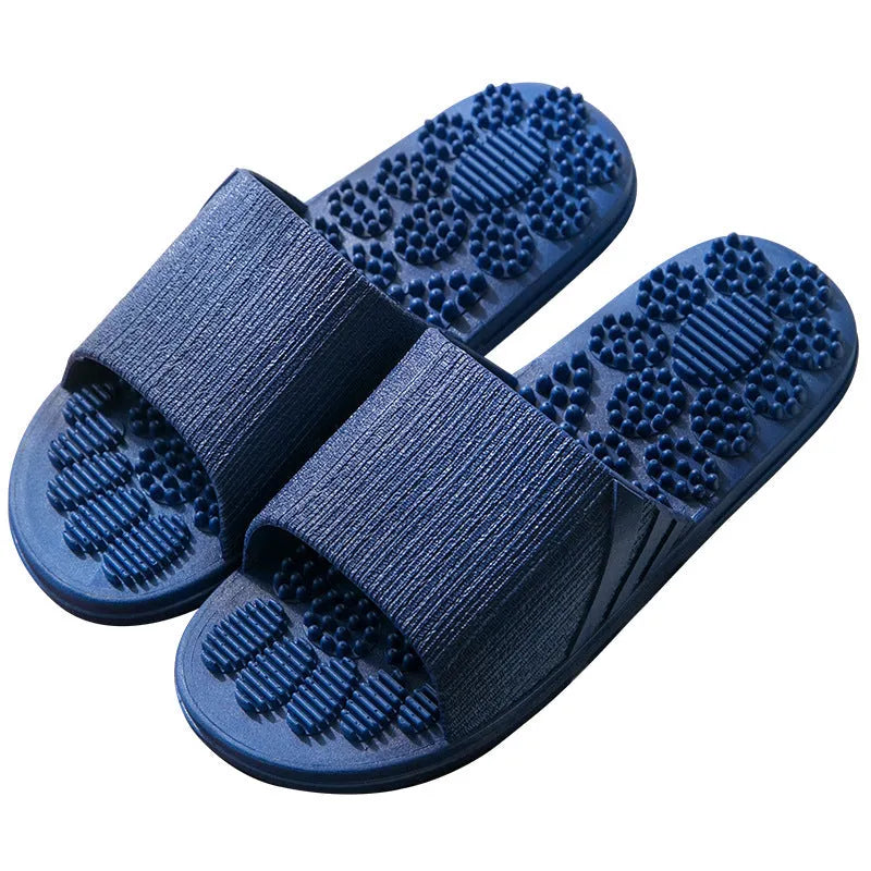 Reflexology foot massage slippers with 3D acupressure nodes in light blue