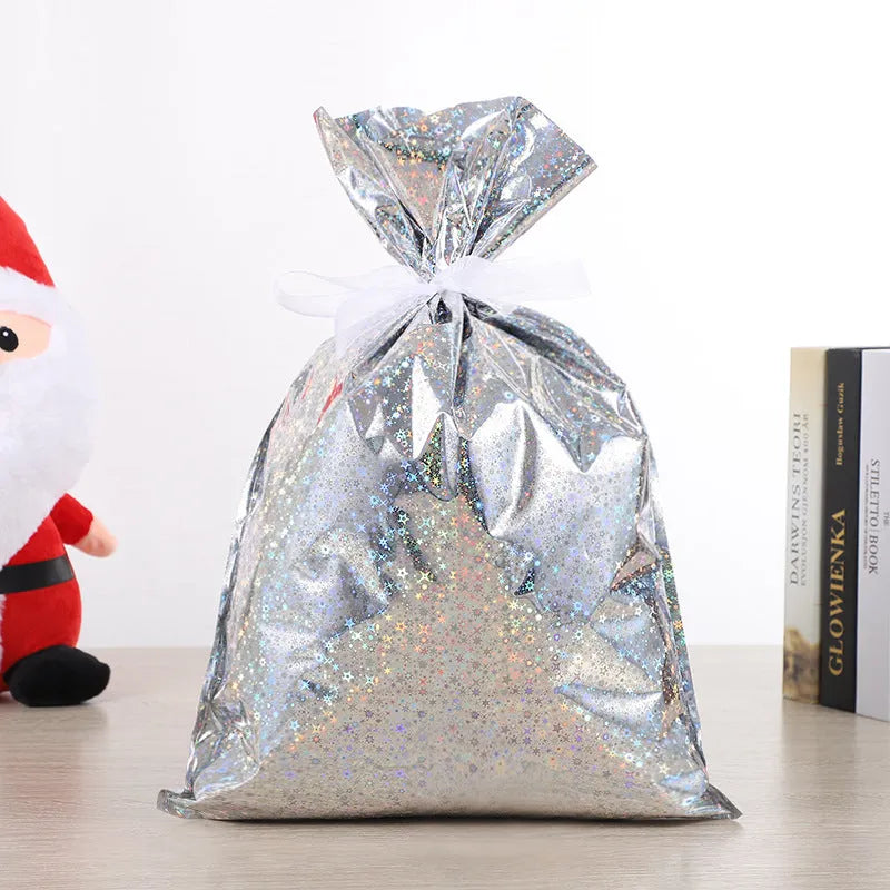 Christmas gift tying packing machine bag OPP aluminium PE 24x32cm sky blue design on white background