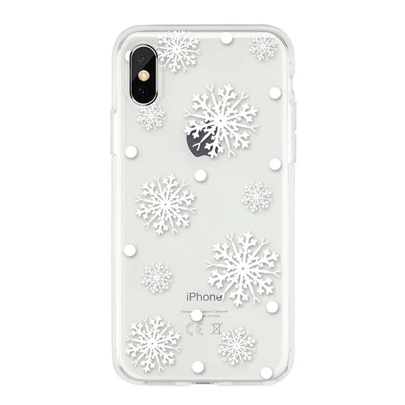 Christmas snowflake elk TPU phone case for iPhone with cartoon design, blue flower colour option
