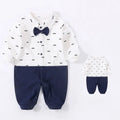 Cotton baby one-piece long sleeve Korean style bodysuit in grey, available in sizes 59-90cm