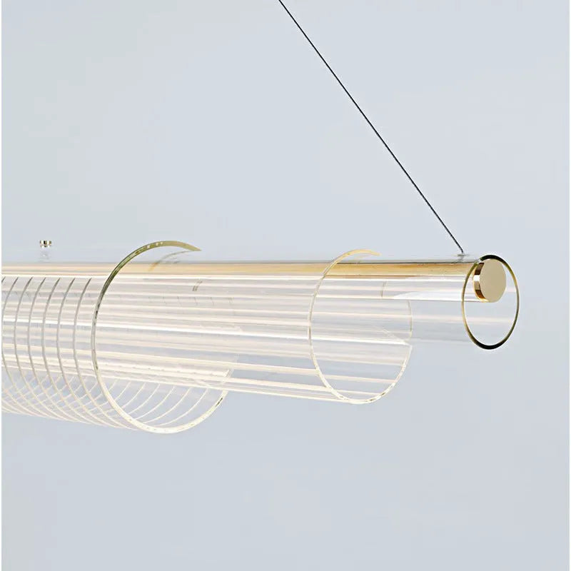 Modern glass pendant lamp with iron body and LED lighting in three size options