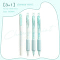 Four double-headed fluorescent pens with 0.5mm tips for calligraphy, showing Cheese Mint and Sea Salt Ice Cup colours.