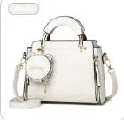 Cute little cat design large-capacity shoulder square bag in soft PU with patch pocket