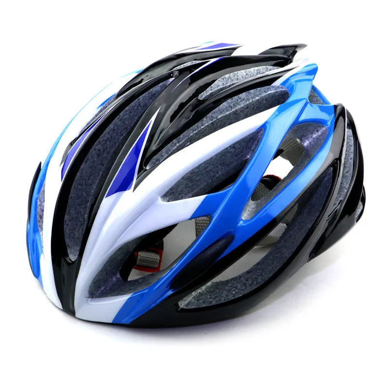 Bicycle integrated helmet in black and red with PC EPS construction and lock design
