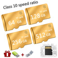 SD memory card recorder Class 4 M series in black and gold with 1GB to 512GB storage options