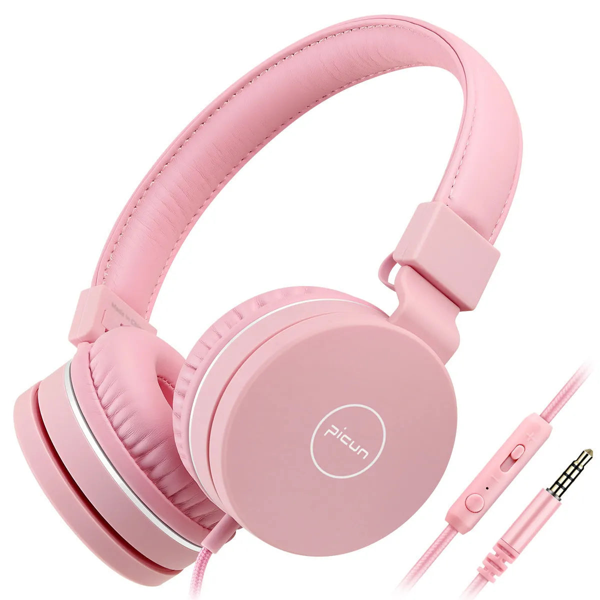 Wired over-ear headphones with microphone, braided cable, and protein ear cushions in mint green.