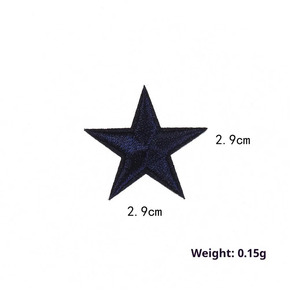 Colourful five-pointed star cloth embroidery stickers for DIY fabric decoration