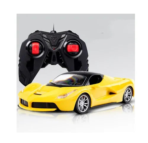 1:16 scale blue remote control racing car with LED lights and airflow line body on a surface