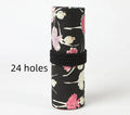 Square canvas rolling pencil case with ballet girl print, shown with curtain unrolled to reveal multiple pencil holes.