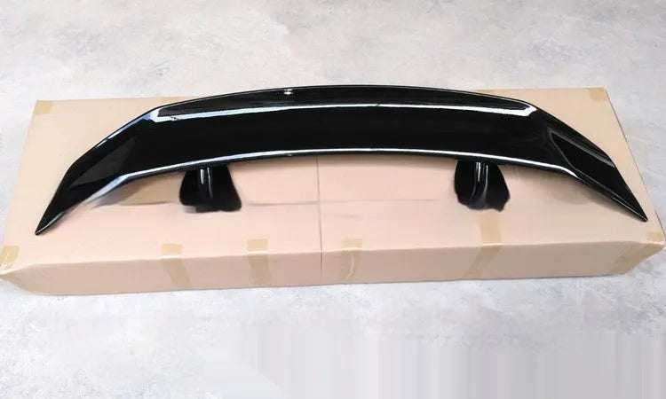 Universal adhesive-mount ABS car spoiler in bright black finish