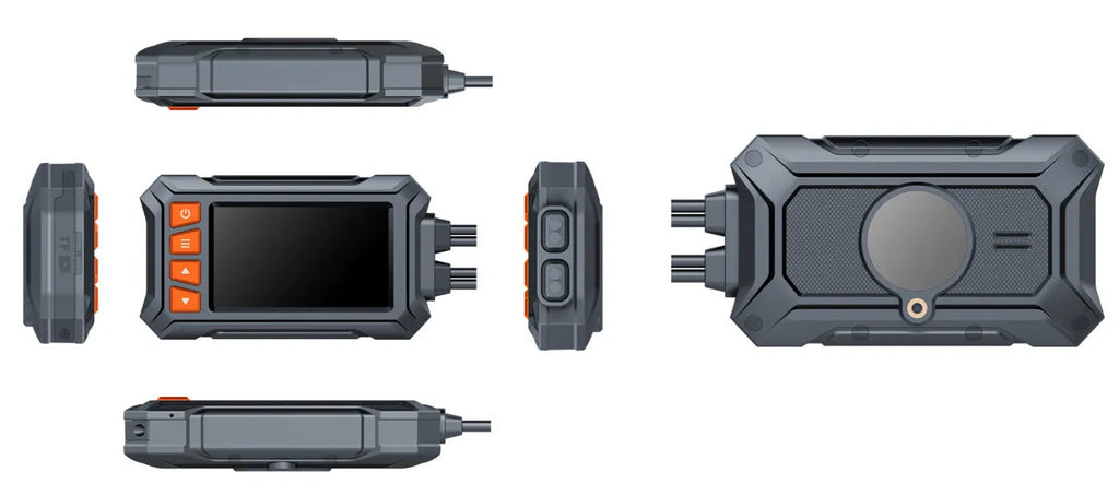 Motorcycle dash cam with 3 inch display and dual waterproof lenses for front and rear recording