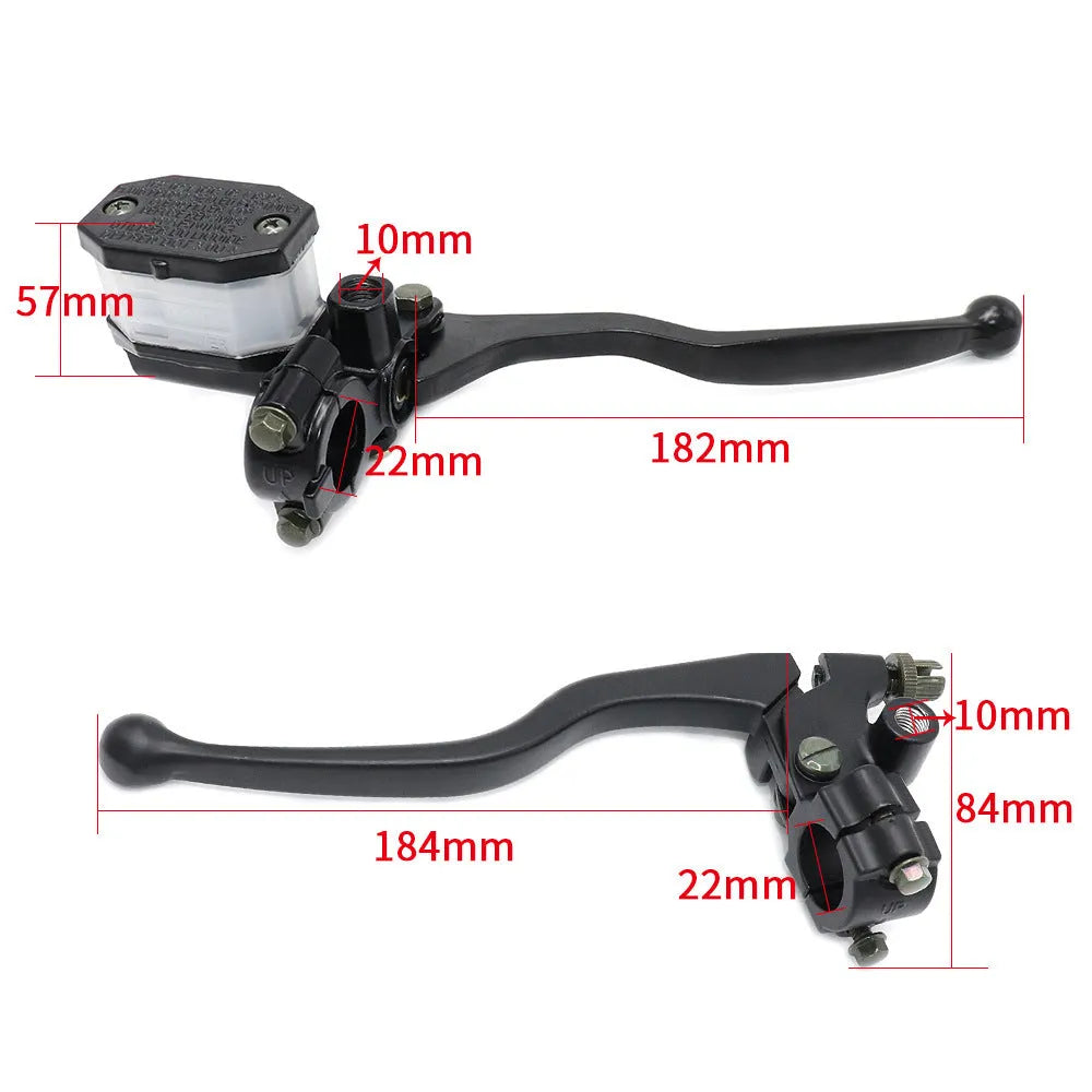 Set of two black 22mm brake clutch master cylinders for GN125 motorcycle