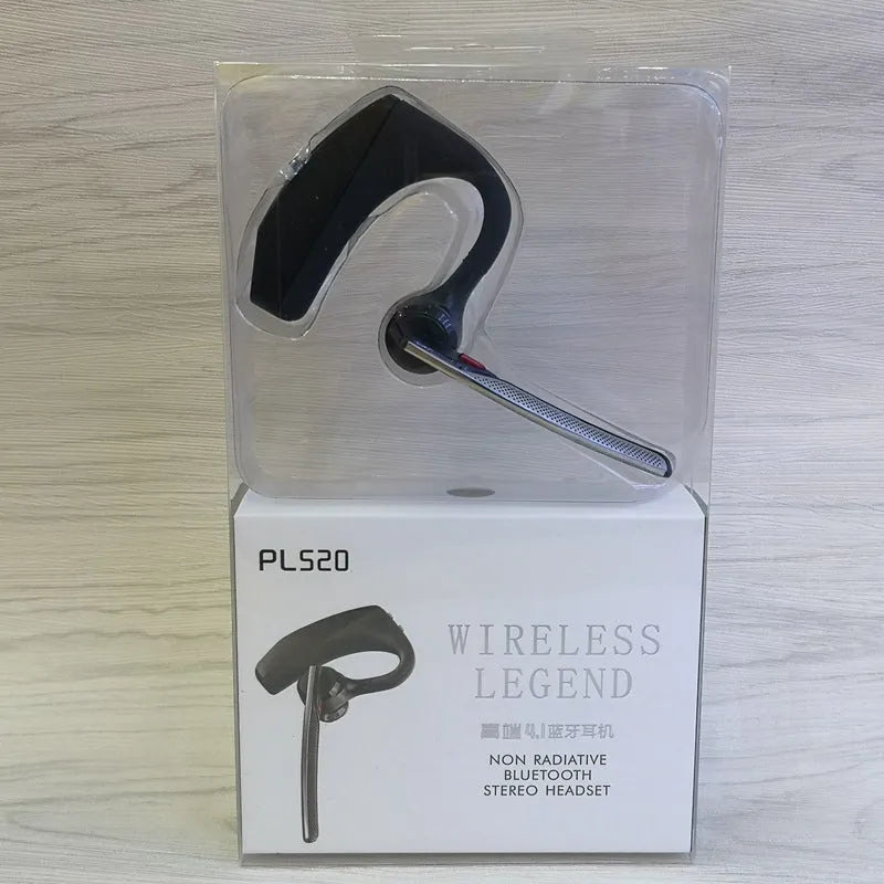 Black plastic Bluetooth sports headphones showing a battery display and USB connection.