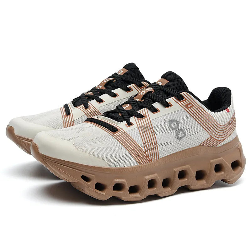 Men's casual running shoes with breathable mesh upper, low-top lace-up design, available in black