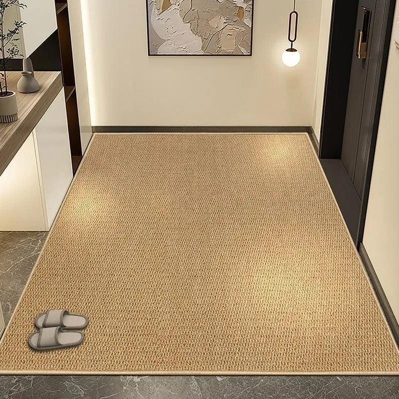 Thickened wear-resistant woven floor mat in camel polypropylene fibre, available in multiple sizes for home entrance use