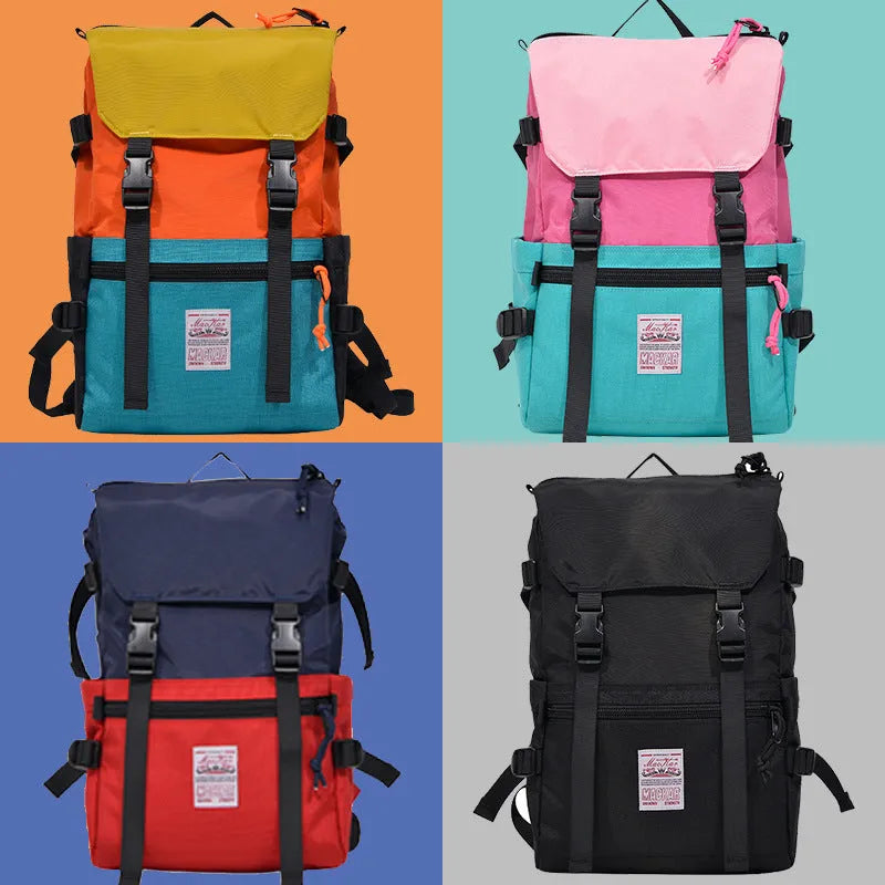 Waterproof flip computer bag with contrast colour design, 16-inch capacity, urban simple style, black colour