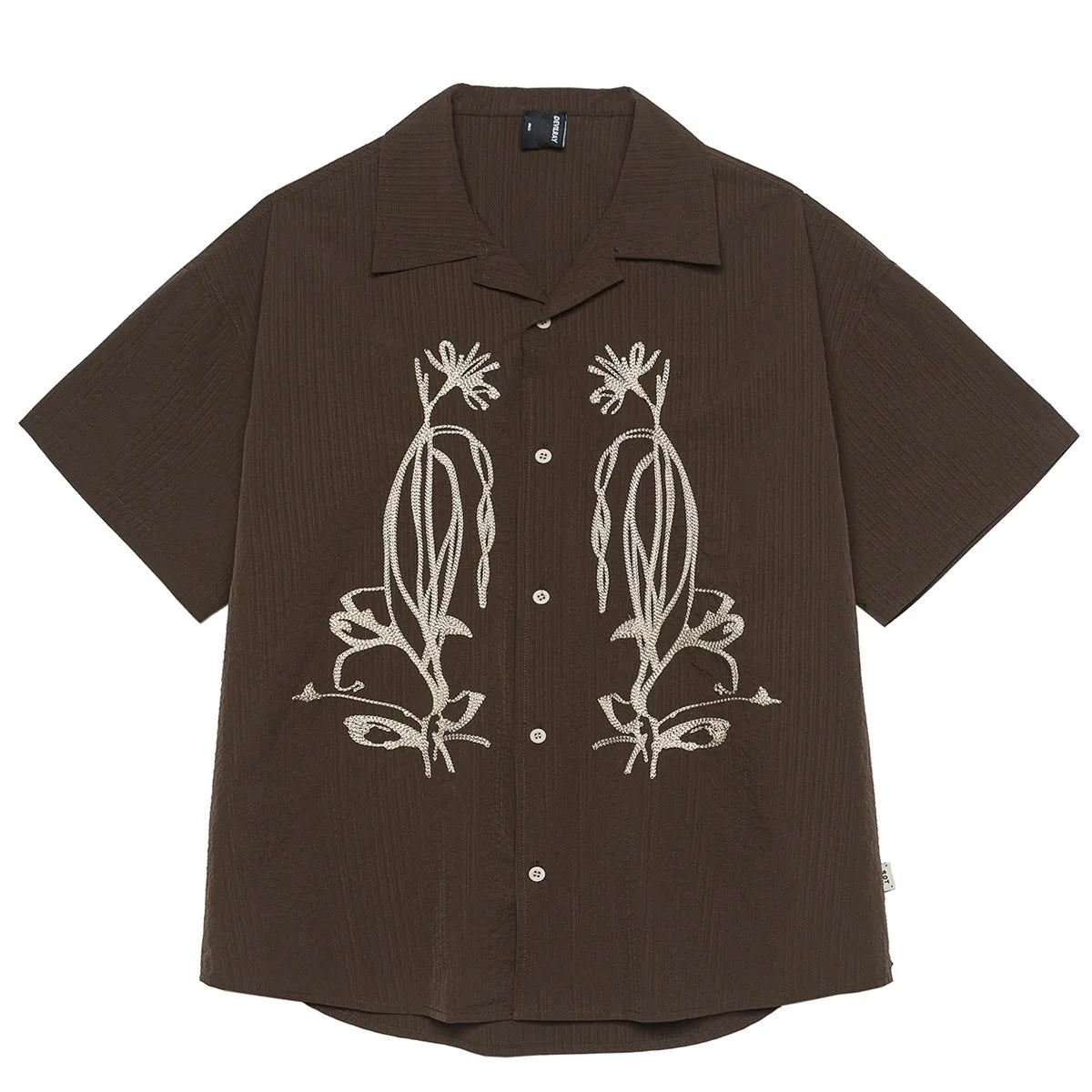 Brown coffee striped waterproof Cuban collar short sleeve shirt for mountain camping