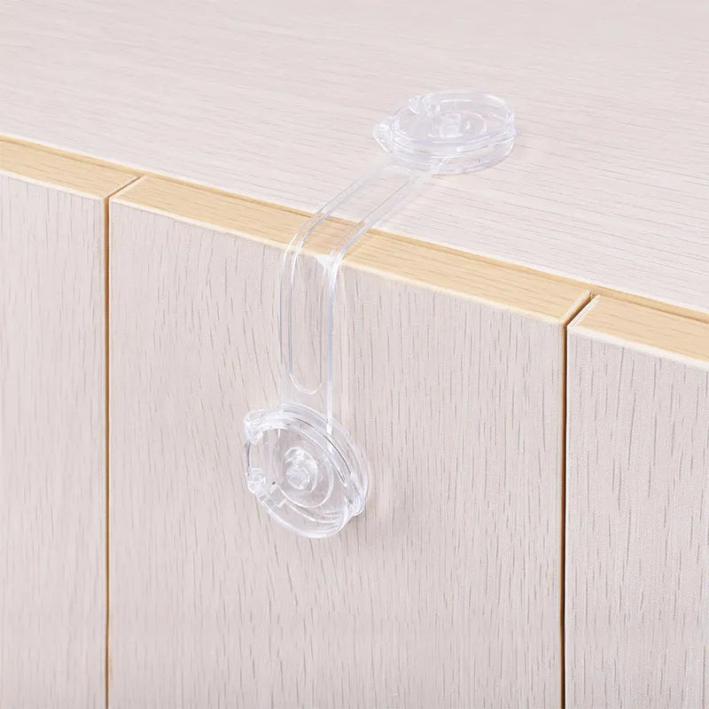 Transparent child safety lock anti-clamp hand design for cabinet drawer protection