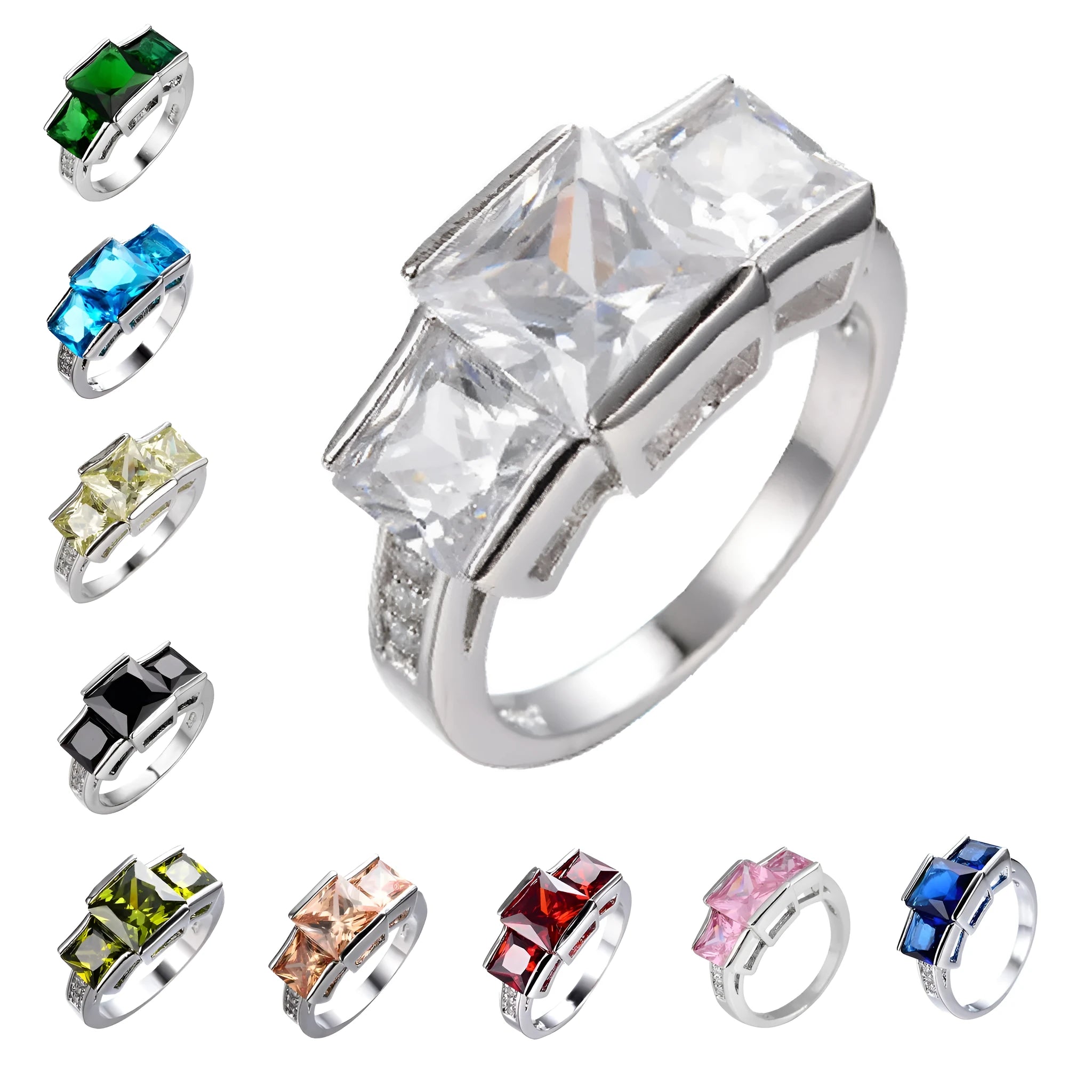 Geometric electroplated copper ring in multiple colours showing sizes no.6 to no.10