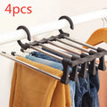 Telescopic folding stainless steel pants rack for wardrobe hanging trousers and scarves