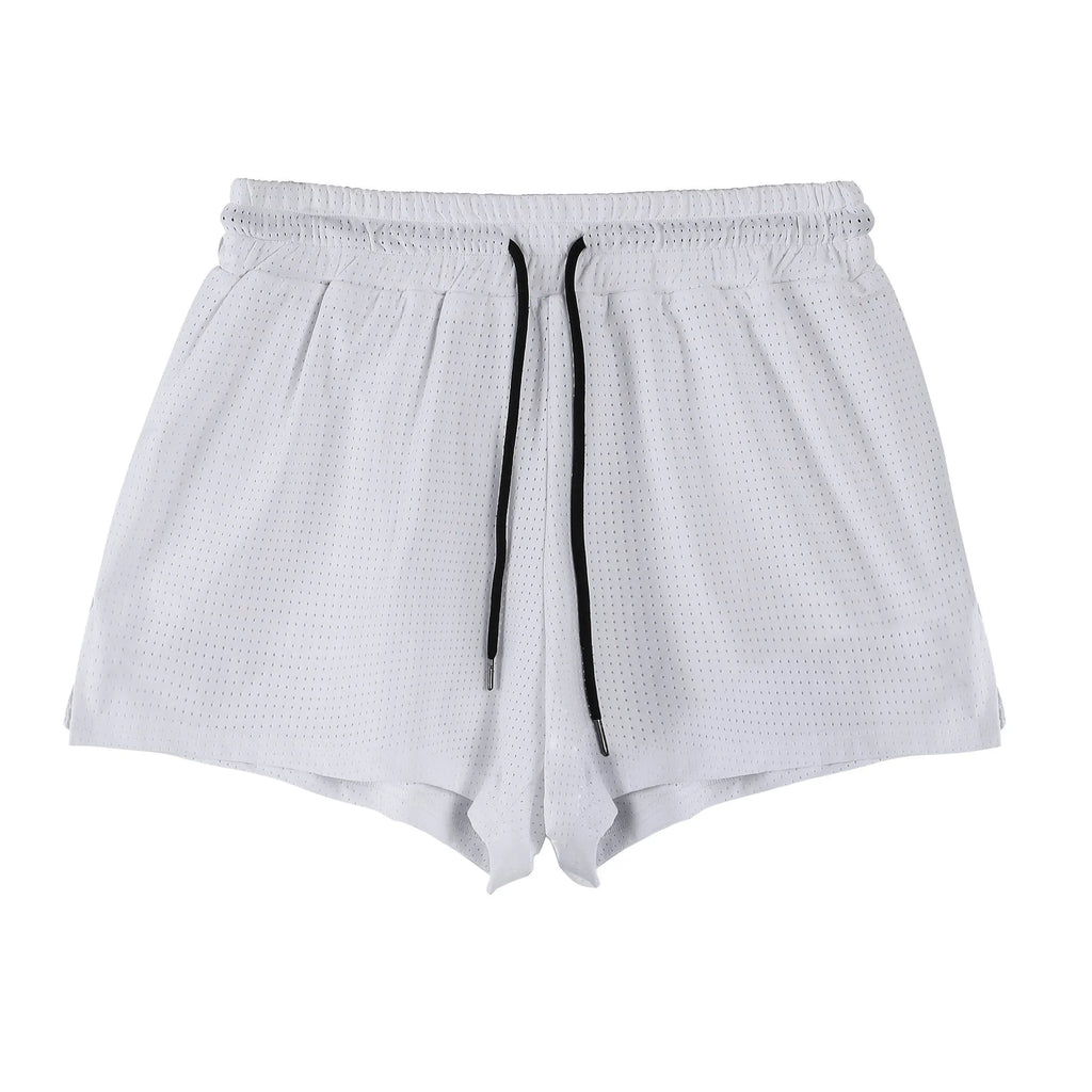 Men's quick-drying nylon summer shorts in black and white colours with mid waist fit