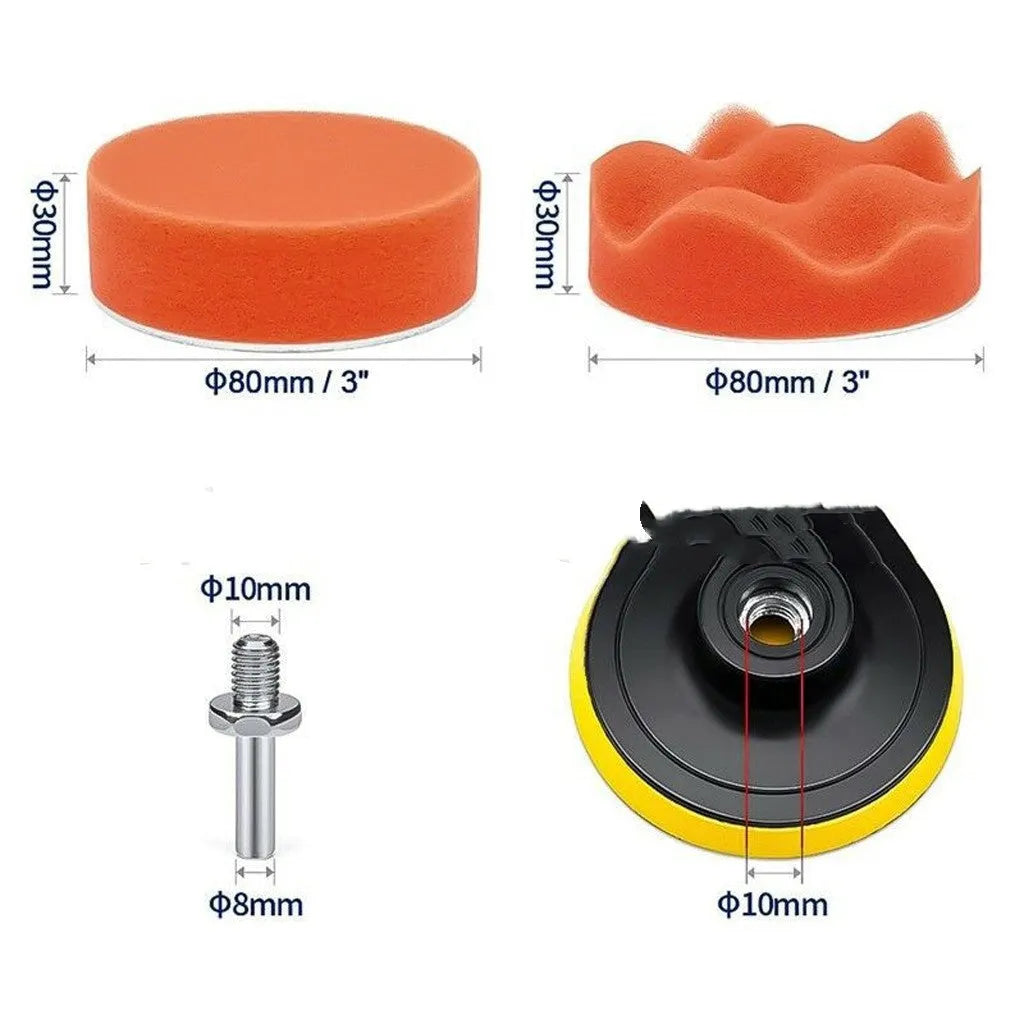 3 inch 80mm polishing sponge set with suction cup, sponge ball, and wool ball for furniture and car polishing