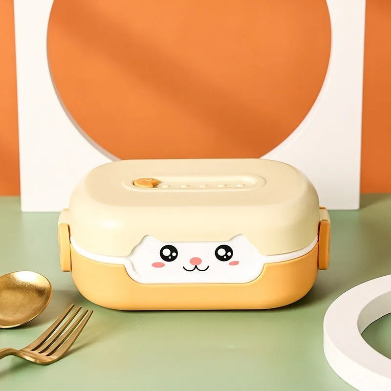Children's microwave-safe divided plastic lunch box in square design with 301-500ml capacity