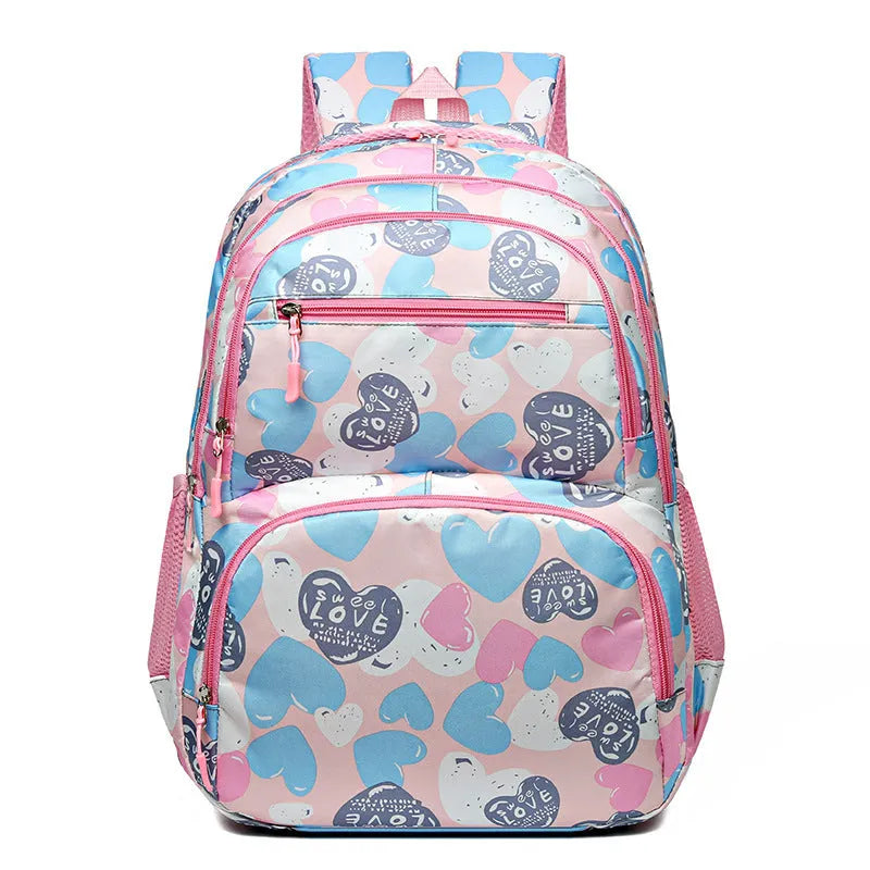Children's Oxford cloth school backpack with air cushion shoulder straps in blue colour