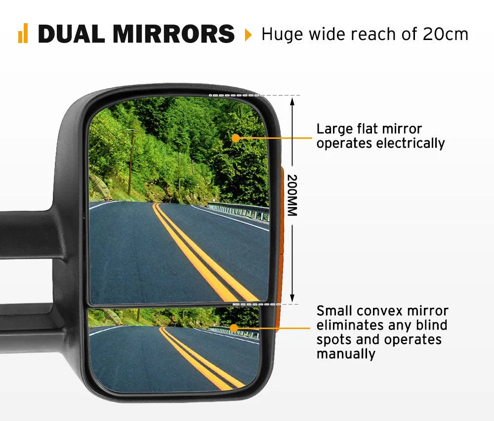 Black electric side mirror with integrated indicator light for Nissan NP300 Navara