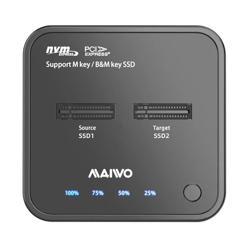 MAIWO K3016 M.2 SSD hard drive dock cloning station with data cables and power adapter