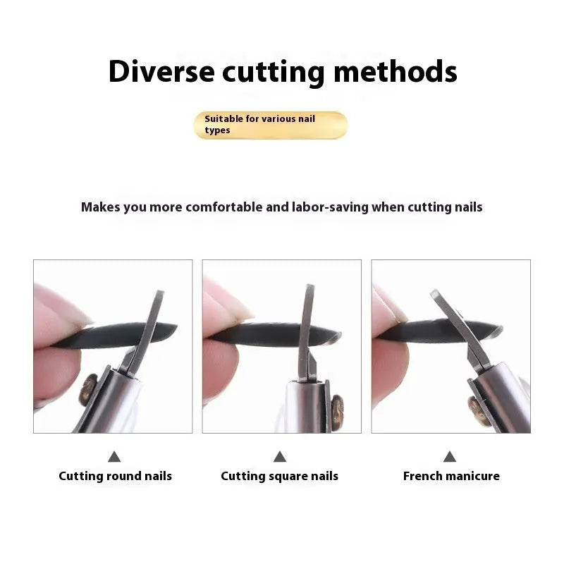 Titanium French nail scissors with U-shaped cutting edges in stainless steel construction