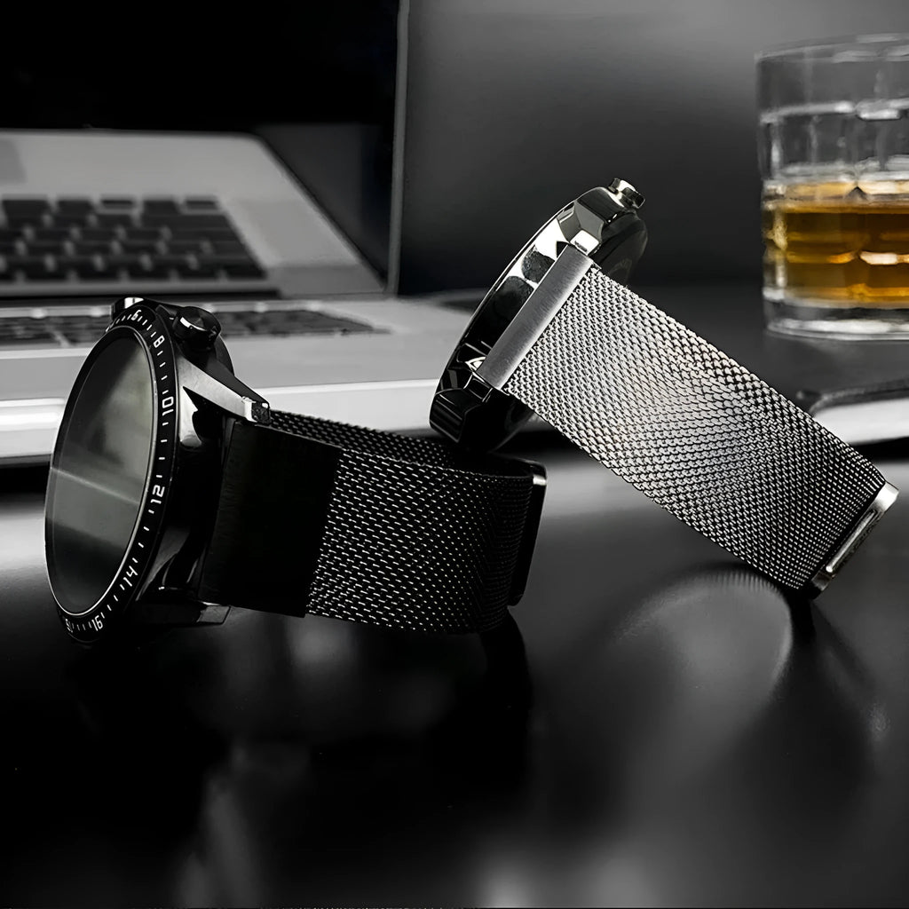 Stainless steel watch strap for Garmin Fenix in silver, black, gold, and rose gold colour options