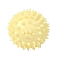 Blue TPR dog chew ball with footprint pattern and raised texture for dental cleaning